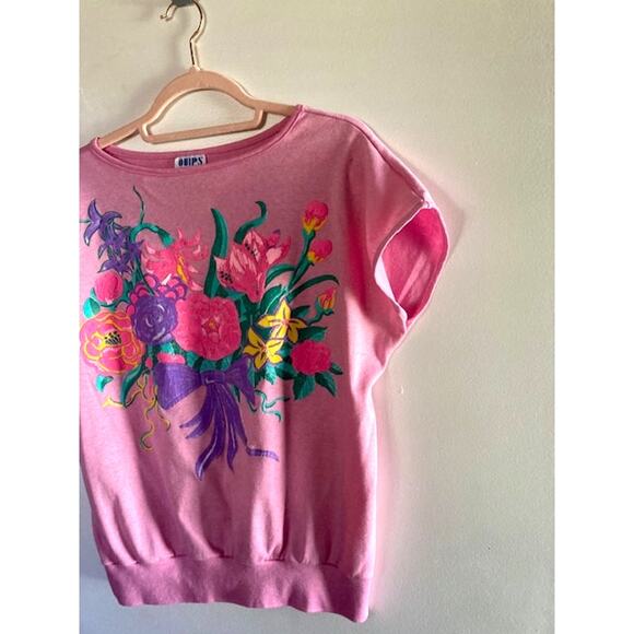 VINTAGE Pink Floral Slouchy Shirt by QUIPS - M/L - Picture 5 of 10